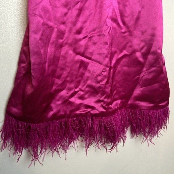 Cami NYC Roxanne Feather Trimmed Barbie Core Satin Slip Dress in Magnolia - Picture 10 of 16